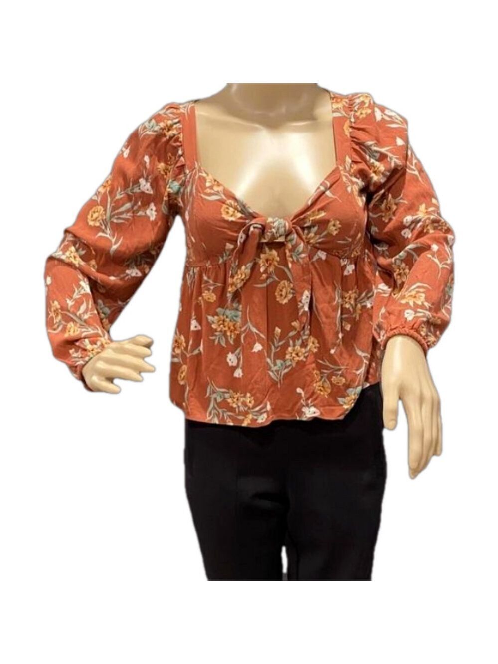 American Eagle Long Sleeve Toe Front Cropped Peasant Top XS